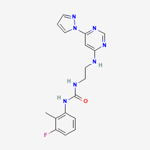 molecular formula C17H18FN7O B5919536 N-(3-fluoro-2-methylphenyl)-N'-(2-{[6-(1H-pyrazol-1-yl)-4-pyrimidinyl]amino}ethyl)urea 