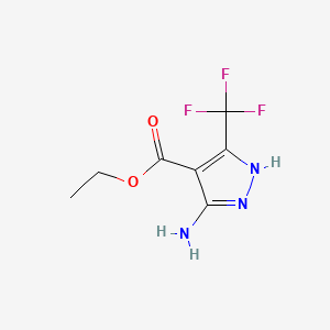 molecular formula C7H8F3N3O2 B591964 ETHYL 5-AMINO-3-(TRIFLUOROMETHYL)-1H-PYRAZOLE-4-CARBOXYLATE CAS No. 133922-58-4