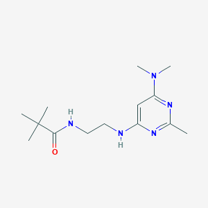 molecular formula C14H25N5O B5919692 N-(2-{[6-(dimethylamino)-2-methyl-4-pyrimidinyl]amino}ethyl)-2,2-dimethylpropanamide 