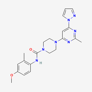 molecular formula C21H25N7O2 B5919713 N-(4-methoxy-2-methylphenyl)-4-[2-methyl-6-(1H-pyrazol-1-yl)-4-pyrimidinyl]-1-piperazinecarboxamide 