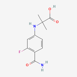 molecular formula C11H13FN2O3 B591975 2-((4-Carbamoyl-3-fluorophenyl)amino)-2-methylpropanoic acid CAS No. 1242137-20-7