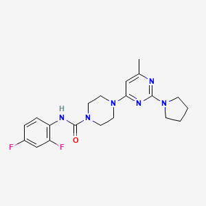 molecular formula C20H24F2N6O B5919759 N-(2,4-difluorophenyl)-4-[6-methyl-2-(1-pyrrolidinyl)-4-pyrimidinyl]-1-piperazinecarboxamide 