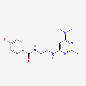 molecular formula C16H20FN5O B5919808 N-(2-{[6-(dimethylamino)-2-methyl-4-pyrimidinyl]amino}ethyl)-4-fluorobenzamide 