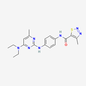 molecular formula C19H23N7OS B5919865 N-(4-{[4-(diethylamino)-6-methyl-2-pyrimidinyl]amino}phenyl)-4-methyl-1,2,3-thiadiazole-5-carboxamide 