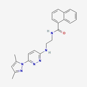 molecular formula C22H22N6O B5919878 N-(2-{[6-(3,5-dimethyl-1H-pyrazol-1-yl)-3-pyridazinyl]amino}ethyl)-1-naphthamide 