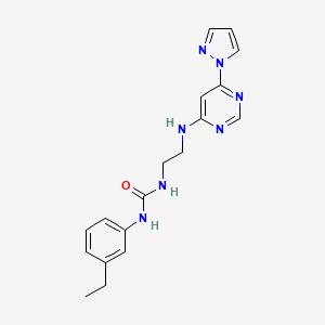 molecular formula C18H21N7O B5919950 N-(3-ethylphenyl)-N'-(2-{[6-(1H-pyrazol-1-yl)-4-pyrimidinyl]amino}ethyl)urea 