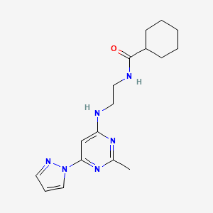 molecular formula C17H24N6O B5920028 N-(2-{[2-methyl-6-(1H-pyrazol-1-yl)-4-pyrimidinyl]amino}ethyl)cyclohexanecarboxamide 