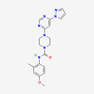 molecular formula C20H23N7O2 B5920041 N-(4-methoxy-2-methylphenyl)-4-[6-(1H-pyrazol-1-yl)-4-pyrimidinyl]-1-piperazinecarboxamide 