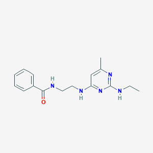 molecular formula C16H21N5O B5920069 N-(2-{[2-(ethylamino)-6-methyl-4-pyrimidinyl]amino}ethyl)benzamide 