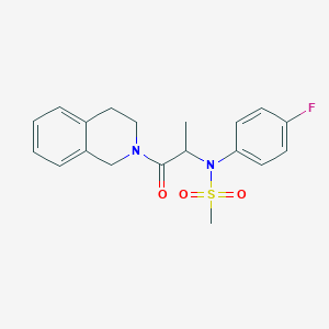 molecular formula C19H21FN2O3S B5920087 N-[2-(3,4-dihydro-2(1H)-isoquinolinyl)-1-methyl-2-oxoethyl]-N-(4-fluorophenyl)methanesulfonamide 