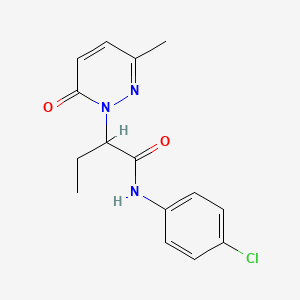 molecular formula C15H16ClN3O2 B5920106 N-(4-chlorophenyl)-2-(3-methyl-6-oxo-1(6H)-pyridazinyl)butanamide 