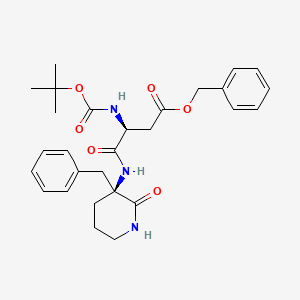 molecular formula C28H35N3O6 B592013 benzyl (3S)-4-[[(3S)-3-benzyl-2-oxopiperidin-3-yl]amino]-3-[(2-methylpropan-2-yl)oxycarbonylamino]-4-oxobutanoate CAS No. 133230-52-1