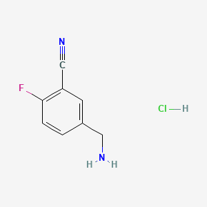 molecular formula C8H8ClFN2 B592016 5-(Aminomethyl)-2-fluorobenzonitrile hydrochloride CAS No. 1638487-42-9