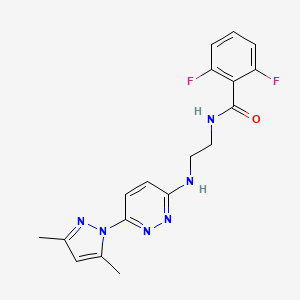 molecular formula C18H18F2N6O B5920264 N-(2-{[6-(3,5-dimethyl-1H-pyrazol-1-yl)-3-pyridazinyl]amino}ethyl)-2,6-difluorobenzamide 