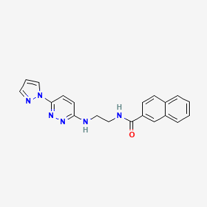 molecular formula C20H18N6O B5920295 N-(2-{[6-(1H-pyrazol-1-yl)-3-pyridazinyl]amino}ethyl)-2-naphthamide 