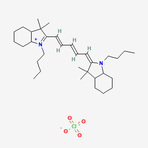 molecular formula C33H56ClN2O4+ B592034 (2E)-1-butyl-2-[(2E,4E)-5-(1-butyl-3,3-dimethyl-3a,4,5,6,7,7a-hexahydroindol-1-ium-2-yl)penta-2,4-dienylidene]-3,3-dimethyl-3a,4,5,6,7,7a-hexahydroindole;perchloric acid CAS No. 131443-20-4