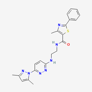 molecular formula C22H23N7OS B5920631 N-(2-{[6-(3,5-dimethyl-1H-pyrazol-1-yl)-3-pyridazinyl]amino}ethyl)-4-methyl-2-phenyl-1,3-thiazole-5-carboxamide 