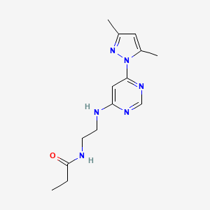 molecular formula C14H20N6O B5920685 N-(2-{[6-(3,5-dimethyl-1H-pyrazol-1-yl)-4-pyrimidinyl]amino}ethyl)propanamide 
