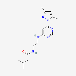 molecular formula C16H24N6O B5920821 N-(2-{[6-(3,5-dimethyl-1H-pyrazol-1-yl)-4-pyrimidinyl]amino}ethyl)-3-methylbutanamide 
