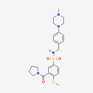 molecular formula C24H32N4O3S2 B5920899 N-[4-(4-methyl-1-piperazinyl)benzyl]-4-(methylthio)-3-(1-pyrrolidinylcarbonyl)benzenesulfonamide 
