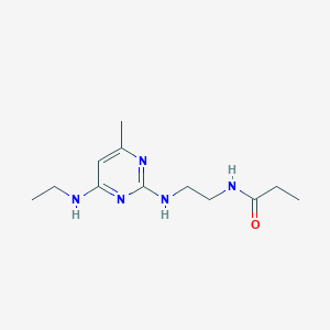 molecular formula C12H21N5O B5920941 N-(2-{[4-(ethylamino)-6-methyl-2-pyrimidinyl]amino}ethyl)propanamide 