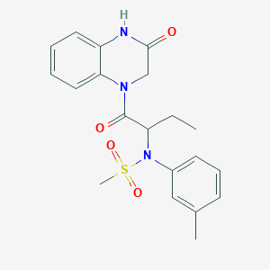 molecular formula C20H23N3O4S B5920954 N-(3-methylphenyl)-N-{1-[(3-oxo-3,4-dihydro-1(2H)-quinoxalinyl)carbonyl]propyl}methanesulfonamide 