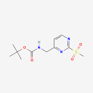molecular formula C11H17N3O4S B592098 tert-Butyl ((2-(methylsulfonyl)pyrimidin-4-yl)methyl)carbamate CAS No. 1799434-48-2