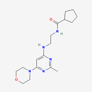 molecular formula C17H27N5O2 B5921143 N-(2-{[2-methyl-6-(4-morpholinyl)-4-pyrimidinyl]amino}ethyl)cyclopentanecarboxamide 
