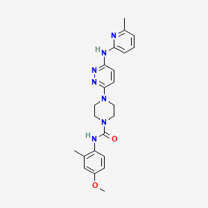 molecular formula C23H27N7O2 B5921281 N-(4-methoxy-2-methylphenyl)-4-{6-[(6-methyl-2-pyridinyl)amino]-3-pyridazinyl}-1-piperazinecarboxamide 