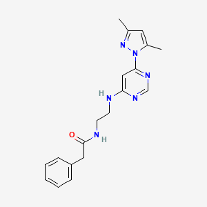 molecular formula C19H22N6O B5921317 N-(2-{[6-(3,5-dimethyl-1H-pyrazol-1-yl)-4-pyrimidinyl]amino}ethyl)-2-phenylacetamide 