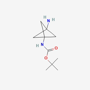 molecular formula C10H18N2O2 B592134 tert-Butyl (3-aminobicyclo[1.1.1]pent-1-yl)carbamate CAS No. 1638767-25-5