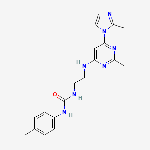 molecular formula C19H23N7O B5921390 N-(2-{[2-methyl-6-(2-methyl-1H-imidazol-1-yl)-4-pyrimidinyl]amino}ethyl)-N'-(4-methylphenyl)urea 