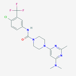 molecular formula C19H22ClF3N6O B5921419 N-[4-chloro-3-(trifluoromethyl)phenyl]-4-[6-(dimethylamino)-2-methyl-4-pyrimidinyl]-1-piperazinecarboxamide 