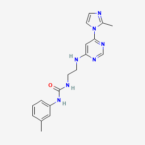 molecular formula C18H21N7O B5921512 N-(2-{[6-(2-methyl-1H-imidazol-1-yl)-4-pyrimidinyl]amino}ethyl)-N'-(3-methylphenyl)urea 