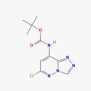 molecular formula C10H12ClN5O2 B592159 tert-Butyl (6-chloro-[1,2,4]triazolo[4,3-b]pyridazin-8-yl)carbamate CAS No. 1263425-79-1