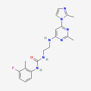 molecular formula C19H22FN7O B5921620 N-(3-fluoro-2-methylphenyl)-N'-(2-{[2-methyl-6-(2-methyl-1H-imidazol-1-yl)-4-pyrimidinyl]amino}ethyl)urea 