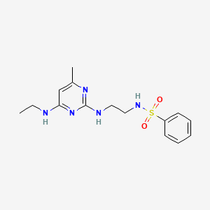 molecular formula C15H21N5O2S B5921626 N-(2-{[4-(ethylamino)-6-methyl-2-pyrimidinyl]amino}ethyl)benzenesulfonamide 
