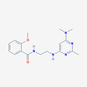 molecular formula C17H23N5O2 B5921726 N-(2-{[6-(dimethylamino)-2-methyl-4-pyrimidinyl]amino}ethyl)-2-methoxybenzamide 