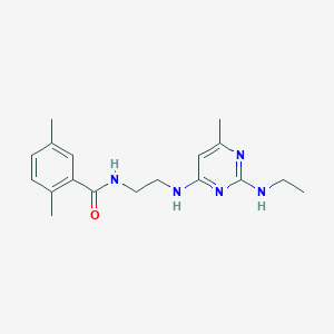 molecular formula C18H25N5O B5921766 N-(2-{[2-(ethylamino)-6-methyl-4-pyrimidinyl]amino}ethyl)-2,5-dimethylbenzamide 