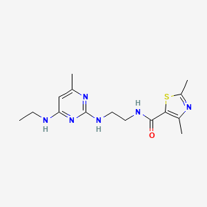 molecular formula C15H22N6OS B5921798 N-(2-{[4-(ethylamino)-6-methyl-2-pyrimidinyl]amino}ethyl)-2,4-dimethyl-1,3-thiazole-5-carboxamide 