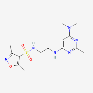 molecular formula C14H22N6O3S B5921809 N-(2-{[6-(dimethylamino)-2-methyl-4-pyrimidinyl]amino}ethyl)-3,5-dimethyl-4-isoxazolesulfonamide 