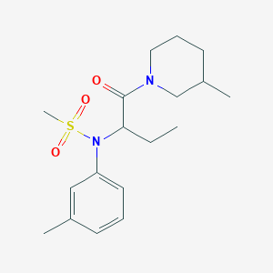 molecular formula C18H28N2O3S B5921910 N-(3-methylphenyl)-N-{1-[(3-methyl-1-piperidinyl)carbonyl]propyl}methanesulfonamide 