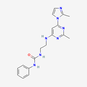 molecular formula C18H21N7O B5921918 N-(2-{[2-methyl-6-(2-methyl-1H-imidazol-1-yl)-4-pyrimidinyl]amino}ethyl)-N'-phenylurea 