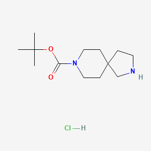 molecular formula C13H25ClN2O2 B592193 tert-Butyl 2,8-diazaspiro[4.5]decane-8-carboxylate hydrochloride CAS No. 851325-42-3