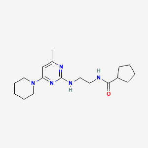 molecular formula C18H29N5O B5921985 N-(2-{[4-methyl-6-(1-piperidinyl)-2-pyrimidinyl]amino}ethyl)cyclopentanecarboxamide 