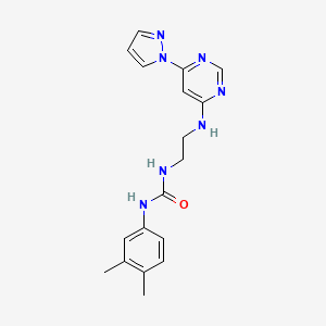 molecular formula C18H21N7O B5922058 N-(3,4-dimethylphenyl)-N'-(2-{[6-(1H-pyrazol-1-yl)-4-pyrimidinyl]amino}ethyl)urea 