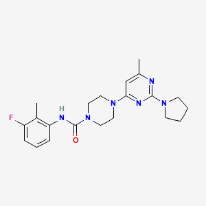 molecular formula C21H27FN6O B5922128 N-(3-fluoro-2-methylphenyl)-4-[6-methyl-2-(1-pyrrolidinyl)-4-pyrimidinyl]-1-piperazinecarboxamide 