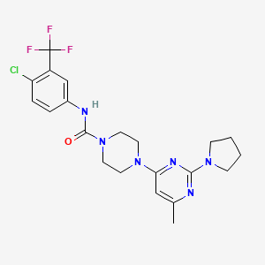 molecular formula C21H24ClF3N6O B5922172 N-[4-chloro-3-(trifluoromethyl)phenyl]-4-[6-methyl-2-(1-pyrrolidinyl)-4-pyrimidinyl]-1-piperazinecarboxamide 