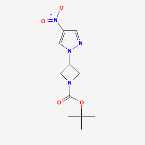 molecular formula C11H16N4O4 B592218 tert-butyl 3-(4-nitro-1H-pyrazol-1-yl)azetidine-1-carboxylate CAS No. 1314987-79-5