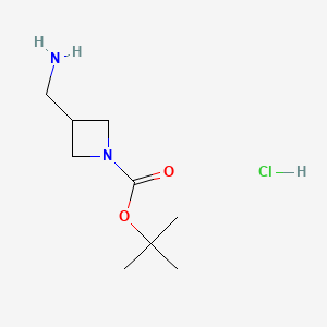 molecular formula C9H19ClN2O2 B592222 tert-Butyl 3-(aminomethyl)azetidine-1-carboxylate hydrochloride CAS No. 1173206-71-7